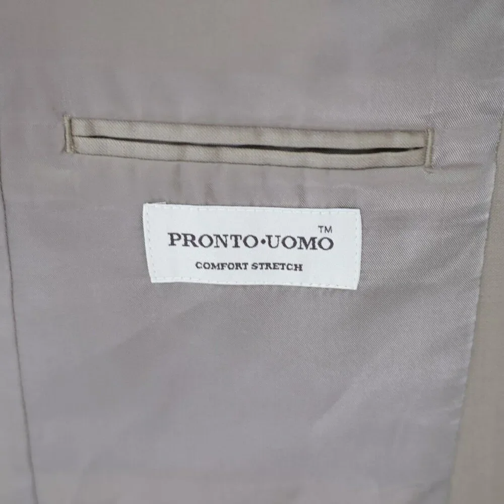 Pronto Uomo Comfort Stretch‎ Wool Tan Blazer 38R 2 Button Tagged 39S